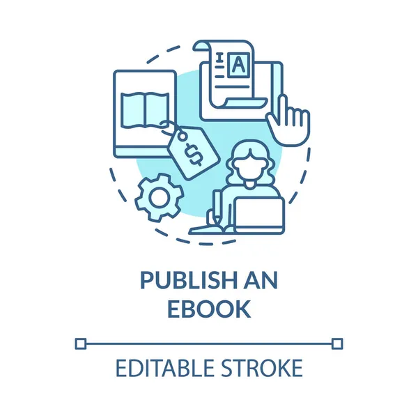 Terbitkan Ikon Konsep Biru Buku Elektronik Membuat Uang Metode Online - Stok Vektor