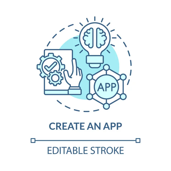 Maak App Blauw Concept Icoon Het Maken Van Geld Online — Stockvector