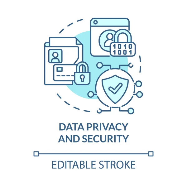 Privacidad Datos Seguridad Icono Concepto Azul Emprendimiento Línea Riesgo Idea — Vector de stock
