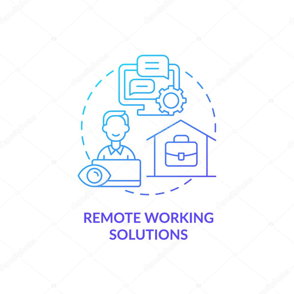 Remote working solutions blue gradient concept icon. Distant job. Track productivity at home. Employee monitoring abstract idea thin line illustration. Vector isolated outline color drawing