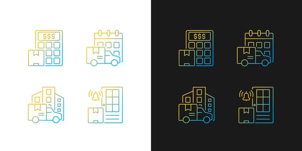 Uluslararası Dağıtım Gradyanı Simgeleri Karanlık Aydınlık Moduna Ayarlandı Sevkiyat Maliyet — Stok Vektör