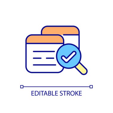 Web sitesi RGB renk simgesini kontrol et. Bilgisayar yazılımı ve sistem yönetimi. Bilgi teknolojileri izleme. İzole vektör çizimi. Basit bir çizgi çizimi. Düzenlenebilir vuruş