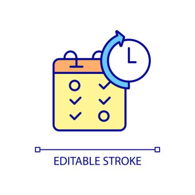 Görev çizelgesi RGB renk simgesi. Proje yönetimindeki verimlilik ve verimlilik. Randevular için izleme planı. İzole vektör çizimi. Basit bir çizgi çizimi. Düzenlenebilir vuruş