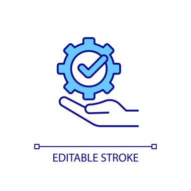 Sistem denetimi RGB renk simgesi. Bilgisayar yazılım desteği ve sistem yönetimi. Bilgi teknolojileri izleme. İzole vektör çizimi. Basit bir çizgi çizimi. Düzenlenebilir vuruş
