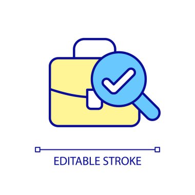 Boş RGB renk simgesini kontrol et. Profesyonel işçilerin başarılı analizi. İş koruma ve işyeri güvenliği. İzole vektör çizimi. Basit bir çizgi çizimi. Düzenlenebilir vuruş