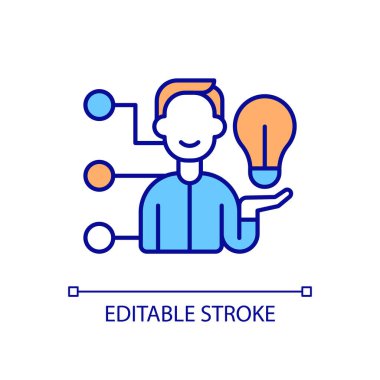 İK RGB renk simgesini başarıyla kontrol etti. Şirket ağ yeniliği. İnsan kaynakları. İş ve iş yönetimi. İzole vektör çizimi. Basit bir çizgi çizimi. Düzenlenebilir vuruş