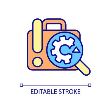 Çalışma RGB renk simgesi sorunu. İş yazılımı için kötü amaçlı yazılımı tanımla. Sistem yönetimi. Bilgi teknolojileri izleme. İzole vektör çizimi. Basit bir çizgi çizimi. Düzenlenebilir vuruş