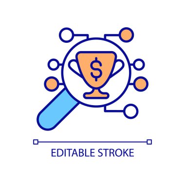 Ödül sistemi RGB renk simgesini analiz et. Çevrimiçi sadakat programı yönetimi. Bilgi teknolojileri izleme. İzole vektör çizimi. Basit bir çizgi çizimi. Düzenlenebilir vuruş