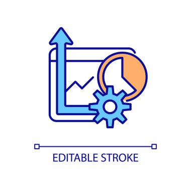 Performans RGB renk simgesini yükselt. Bilgisayar yazılımı ve sistem yönetimi. Bilgi teknolojileri izleme. İzole vektör çizimi. Basit bir çizgi çizimi. Düzenlenebilir vuruş