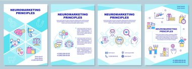 Nöropazarlama prensipleri broşürü. Duygusal pazarlama. Broşür, broşür, broşür baskısı, doğrusal simgelerle kaplama tasarımı. Sunum için vektör düzenleri, yıllık raporlar, reklam sayfaları