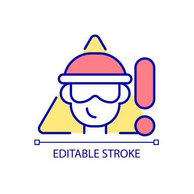 Hırsızlık tespit sistemi RGB renk simgesi. Hırsızlık ve hırsızlığı önleme. Hırsızlık önleme programı. Araç ve ev önleniyor. İzole vektör çizimi. Basit bir çizgi çizimi. Düzenlenebilir vuruş