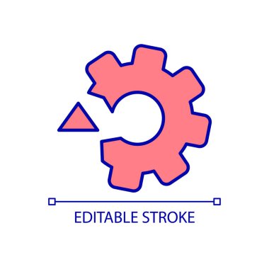 Teknik sorunlar RGB renk simgesi. Sistem hatası. Bilgisayar yazılımı hasarı. Donanım hatası. İşlevsizlik ve kopukluk. İzole vektör çizimi. Basit bir çizgi çizimi. Düzenlenebilir vuruş