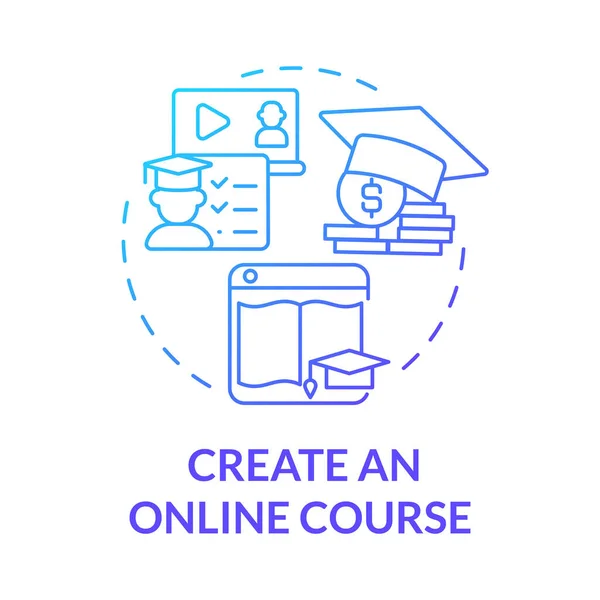 Maak Online Cursus Blauw Gradiënt Concept Icoon Manier Geld Online — Stockvector