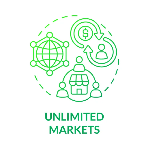無制限の市場緑のグラデーションコンセプトアイコン オンライン起業家精神は 抽象的なアイデアの細い線図 オンライン小企業 電子商取引の小売業者 ベクトル絶縁外形カラー図面 — ストックベクタ