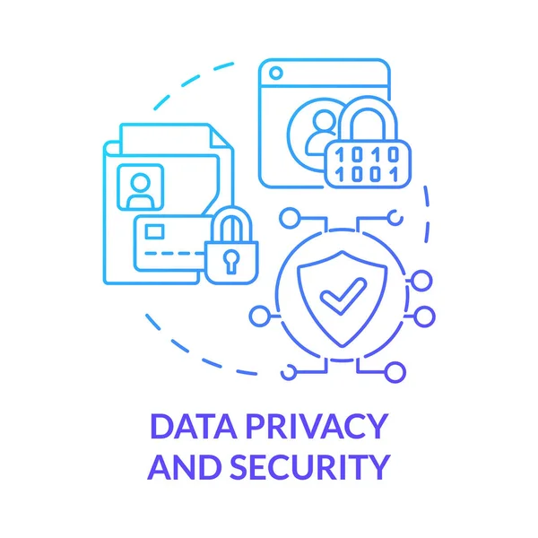 Privacidad Datos Seguridad Icono Concepto Gradiente Azul Emprendimiento Línea Riesgo — Archivo Imágenes Vectoriales