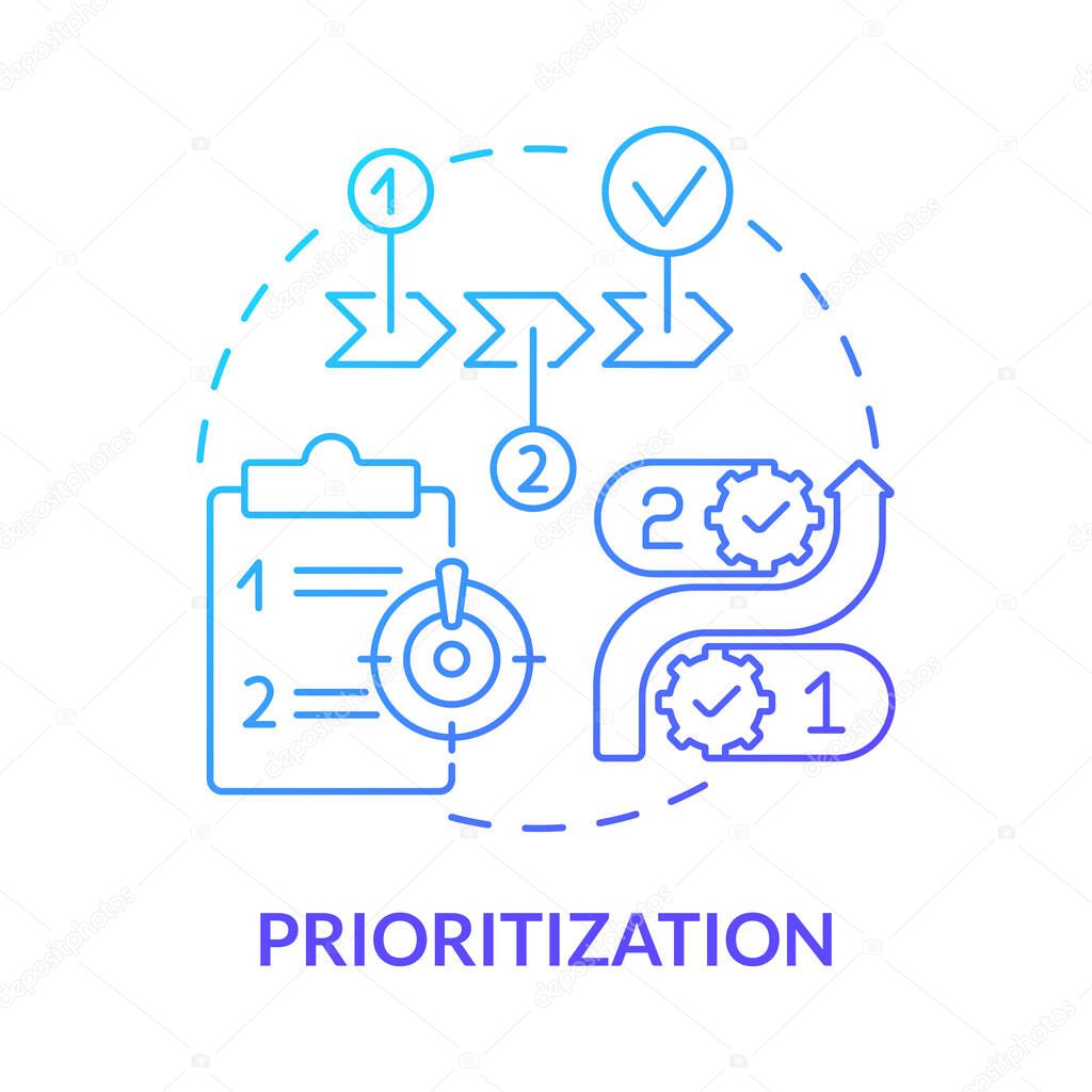 Prioritization blue gradient concept icon. Online entrepreneur skill abstract idea thin line illustration. High and low priority projects. Order of priority. Vector isolated outline color drawing
