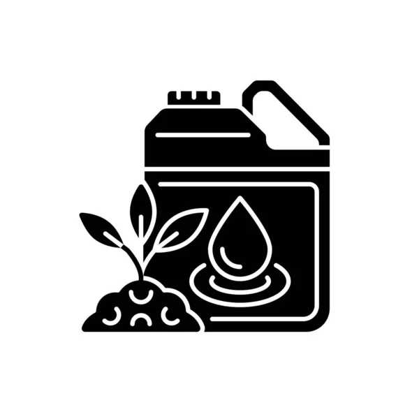 Черный Знак Жидкими Удобрениями Жидкая Смесь Добавок Наливание Опрыскивание Растения — стоковый вектор