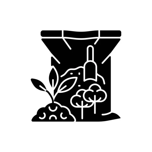Значок Черного Глифа Хлопка Органические Почвы Растительные Добавки Хлопок Побочный — стоковый вектор