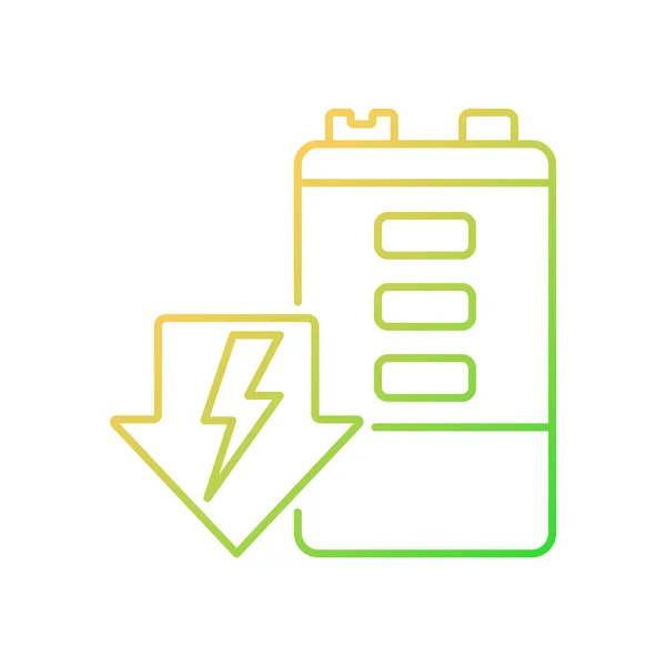Batterij Ontladen Gradiënt Lineaire Vector Pictogram Zelfontlading Energieafvoer Duurzaamheidsverslechtering Dunne — Stockvector