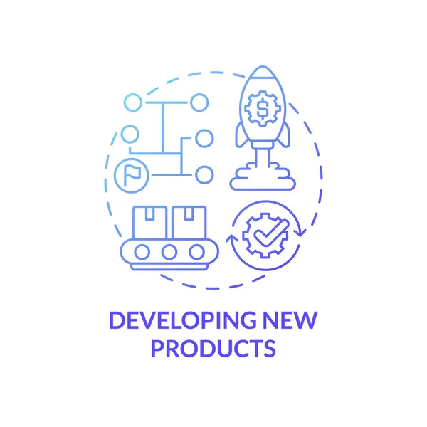 Desarrollo Nuevos Productos Icono Concepto Gradiente Azul Idea Abstracta Crecimiento — Vector de stock