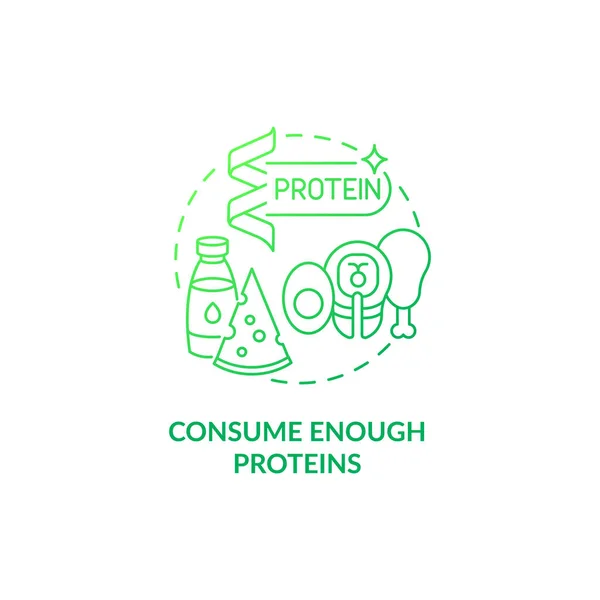 Consumir Suficientes Proteínas Verde Gradiente Icono Concepto Dieta Del Embarazo — Vector de stock