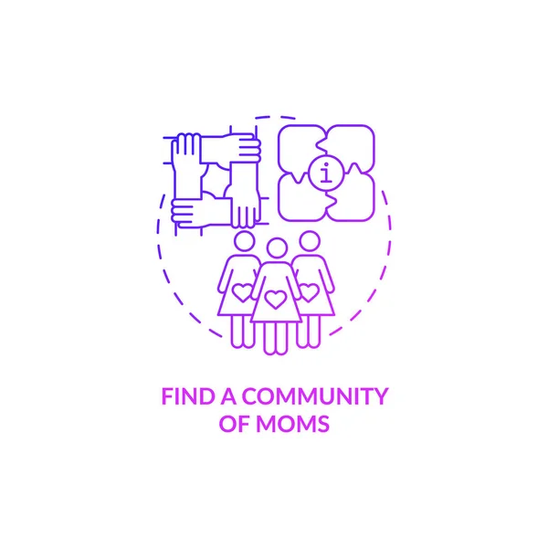 Найти Сообщество Мам Фиолетовыми Иконами Подготовка Появлению Малыша Тонкая Линия — стоковый вектор