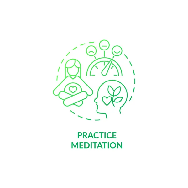 Pratiquez Méditation Vert Gradient Concept Icône Mental Health Pregnancy Abstract — Image vectorielle