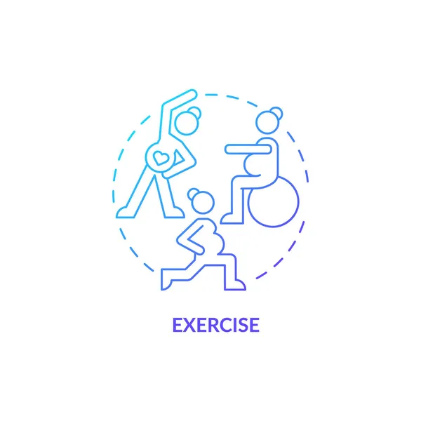 Exercise Pregnant Woman Blue Gradient Concept Icon Mental Health Abstract — Stock Vector