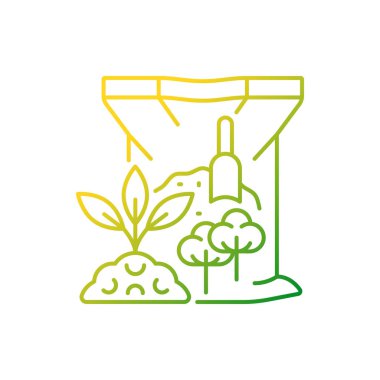 Pamuk çekirdeği yemek gradyan doğrusal vektör simgesi. Organik toprak ve bitki takviyesi. Beslenmek için kullanılan pamuk yan ürünü. İnce çizgi renk sembolü. Modern tarz pictogram. Vektör izole çizimi