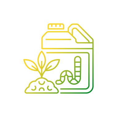 Solucan eğimli doğrusal vektör ikonu yayıyor. Organik toprak ve bitki takviyesi. Solucan atıkları beslenmek için kullanılır. İnce çizgi renk sembolü. Modern tarz pictogram. Vektör izole çizimi