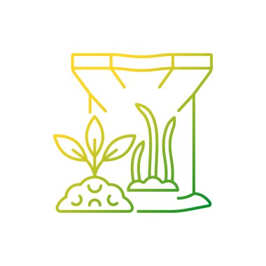 Sapropel gradyan doğrusal vektör simgesi. Organik toprak ve bitki takviyesi. Deniz enkazı, beslenmek için kullanılan çökelti. İnce çizgi renk sembolü. Modern tarz pictogram. Vektör izole çizimi