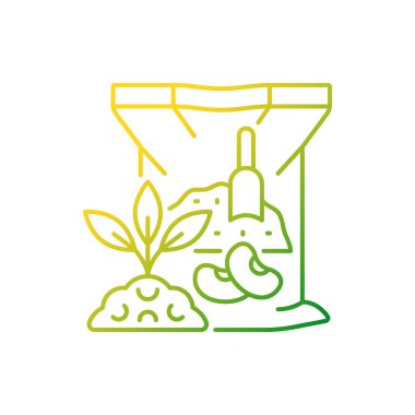 Soya fasulyesi gradyan doğrusal vektör simgesi. Organik takviye. Fosfor ve kalsiyum açısından zengin. Protein, mineraller. İnce çizgi renk sembolü. Modern tarz pictogram. Vektör izole çizimi