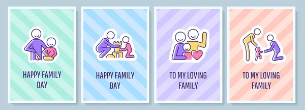 Grußkarte Zum Internationalen Familientag Mit Farb Icon Element Set Postkartenvektordesign — Stockvektor