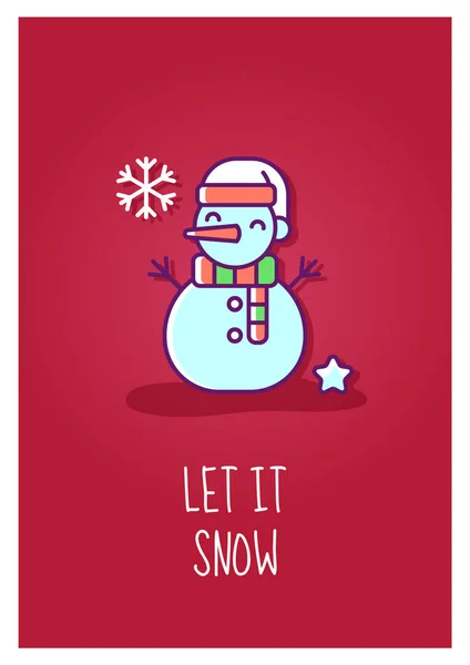 Lassen Sie Schnee Grußkarte Mit Farb Symbol Element Schneemannbau Winterwunderland — Stockvektor
