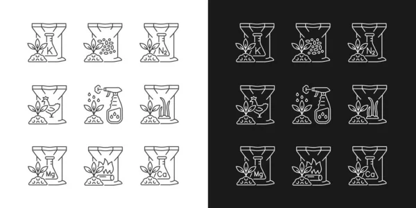 Γραμμικές Εικόνες Κοκκώδους Λίπανσης Για Σκουρόχρωμη Και Φωτεινή Λειτουργία Συμπληρώματα — Διανυσματικό Αρχείο