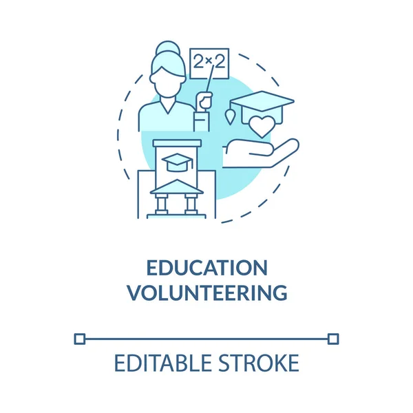 Educación Voluntariado Icono Concepto Azul Programa Caridad Para Escuela Profesor — Archivo Imágenes Vectoriales