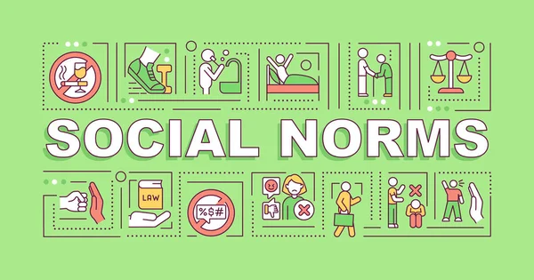 Normas Sociais Conceitos Palavras Banner Regras Cultura Comunitária Infográficos Com — Vetor de Stock