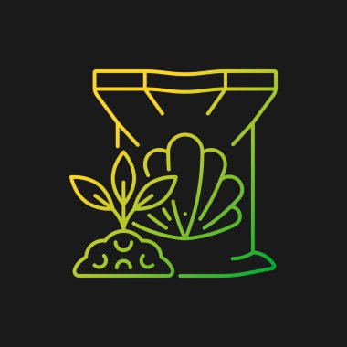 Karanlık tema için kabuklu deniz ürünleri gradyan vektör simgesi. Organik toprak takviyesi. Bitkileri beslemek için deniz ürünleri. İnce çizgi renk sembolü. Modern tarz pictogram. Vektör izole çizimi