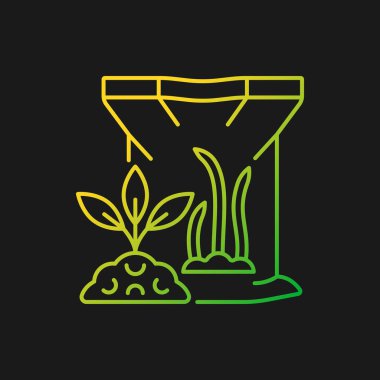 Karanlık tema için Sapropel gradyan vektör simgesi. Organik toprak takviyesi. Deniz enkazı, bitki yemi olarak kullanılan çökelti. İnce çizgi renk sembolü. Modern tarz pictogram. Vektör izole çizimi