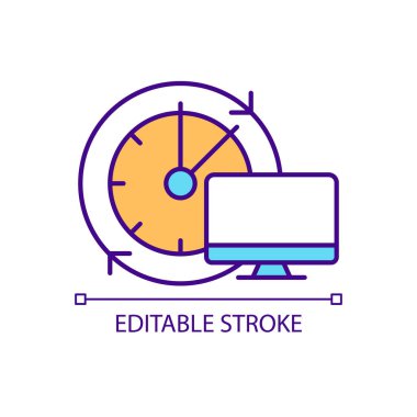 İşletim sistemi kurulum zamanı RGB renk simgesini günceller. Kişisel verileri korumak için düzenli cihaz kontrolü. İzole vektör çizimi. Basit bir çizgi çizimi. Düzenlenebilir vuruş