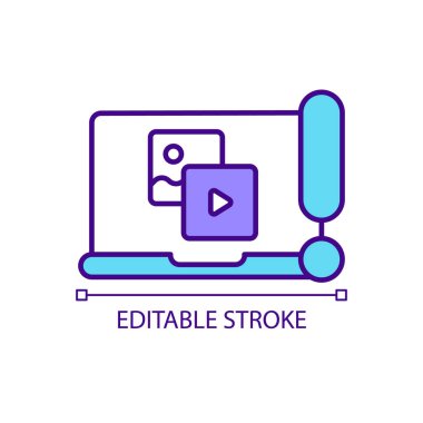 İnternet kaynakları RGB renk simgesi hakkında kişisel bilgi kısıtlaması. İçerik filtreleri mahremiyeti açık tutuyor. Siber güvenlik. İzole vektör çizimi. Basit bir çizgi çizimi. Düzenlenebilir vuruş