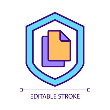 Bilgi RGB renk simgesini korumak için veri yedekleme servisi. Çevrimiçi belge güvenliği. Modern dijital teknoloji. İzole vektör çizimi. Basit bir çizgi çizimi. Düzenlenebilir vuruş