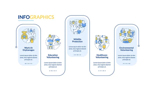 Freiwillige Arbeit Art Vektor Infografik Vorlage Charity Präsentation Skizzieren Gestaltungselemente — Stockvektor