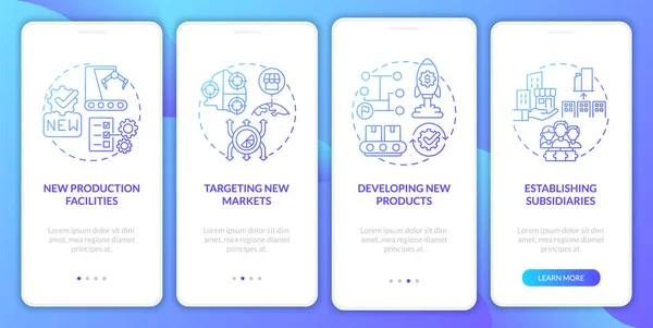 Interní Obchodní Růst Modrý Gradient Obrazovce Mobilní Aplikace Procházka Kroky — Stockový vektor