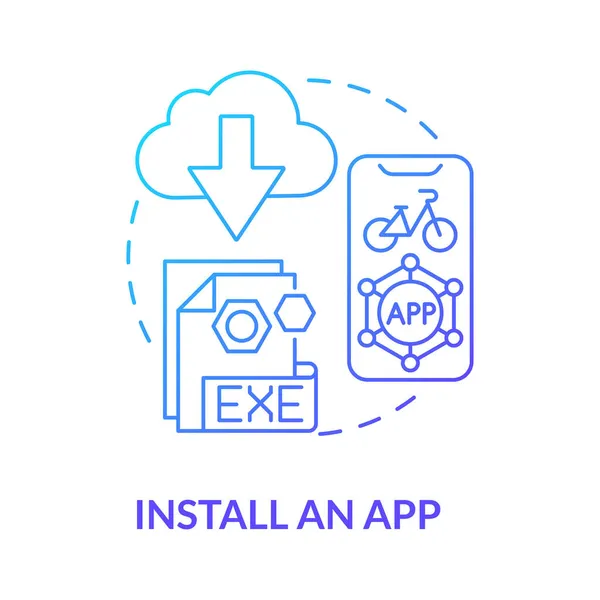 Nainstalovat Koncepční Ikonu Modrého Přechodu Aplikace Bike Sdílení Použití Abstraktní — Stockový vektor