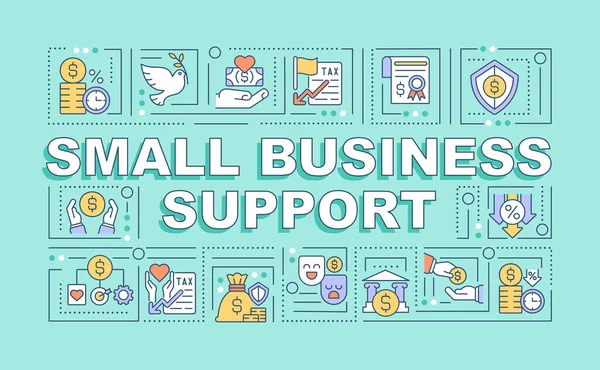 Small Business Support Word Concepts Banner Startup Launching Infographics Linear — Stock Vector