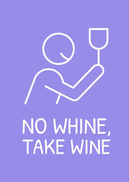 Wine Enthusiast Postcard Linear Glyph Icon Funny Wine Joke Greeting — Stock Vector