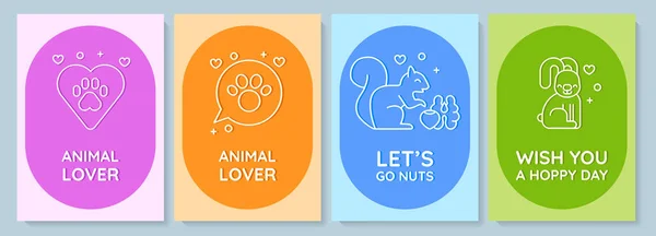 Ame Seu Cartão Postal Celebração Dia Animal Estimação Com Conjunto — Vetor de Stock