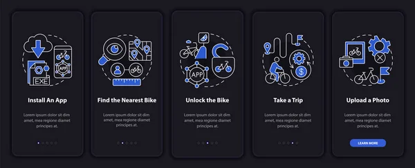 Bike Share Guide Onboarding Mobile App Page Screen Télécharger Des — Image vectorielle