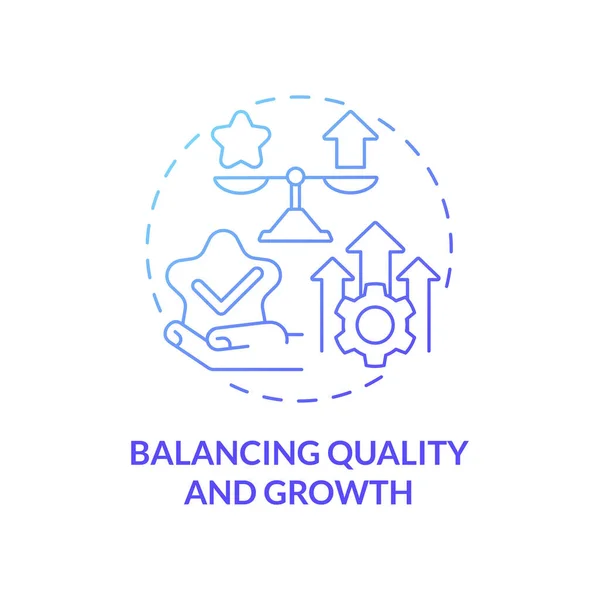 Equilibrar Qualidade Crescimento Ícone Conceito Negócio Lançamento Projecto Arranque Desenvolvimento —  Vetores de Stock